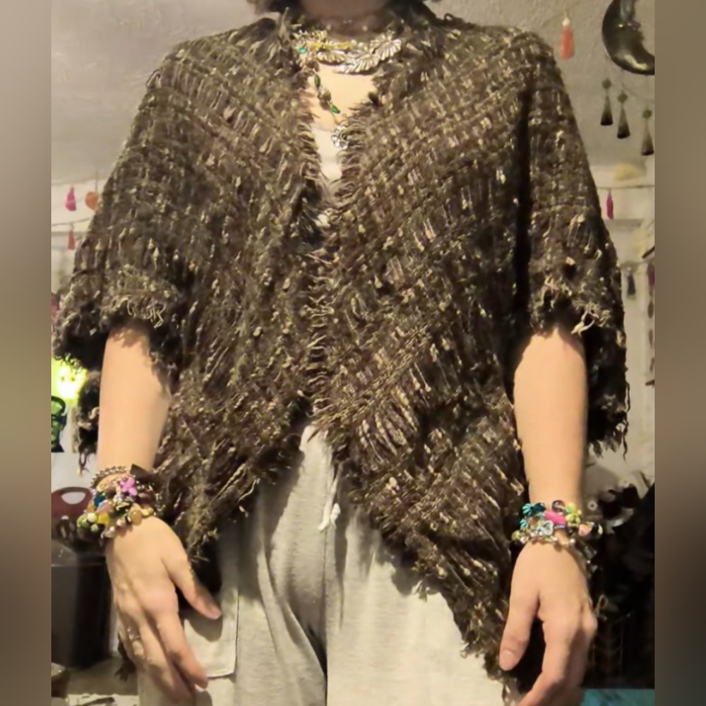 Textured Brown and Tan Shawl